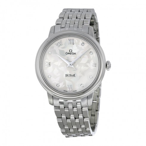 Omega De Ville Prestige Silver Diamond Dial Stainless Steel Ladies Watch 42410336052001 watches