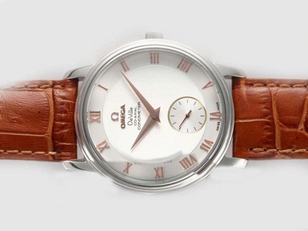 Omega De Ville Prestige Small Seconds 4613.30.02 Midsize Brown Ostrich Leather Strap Watch watches
