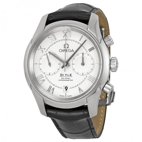 Omega De Ville White Dial Chronograph Black Leather Men's Watch 431.13.42.51.02.001 watches