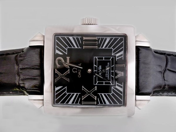 Omega De Ville X2 Big Date 7718.72.31 Automatic Square Black Dial Watch watches