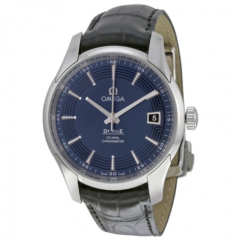 Omega DeVille Blue Dial Black Leather Men's Watch 431.33.41.21.03.001 watches