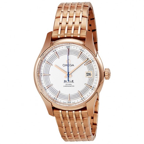 Omega DeVille Hour Vision Silver Dial 18kt Rose Gold Men's Watch 431.60.41.21.02.001 watches