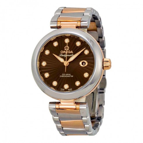 Omega DeVille Ladymatic Brown Dial Stainless Steel and 18kt Rose Gold Ladies Watch 42520342063001 watches