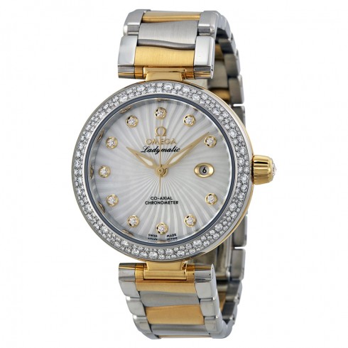 Omega DeVille Ladymatic Mother of Pearl Stainless Steel and Yellow Gold Ladies Watch 42525342055002 watches