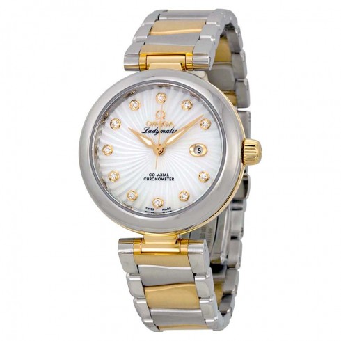 Omega DeVille Ladymatic Mother of Pearl Steel and 18kt Yellow Gold Ladies Watch 42520342055002 watches