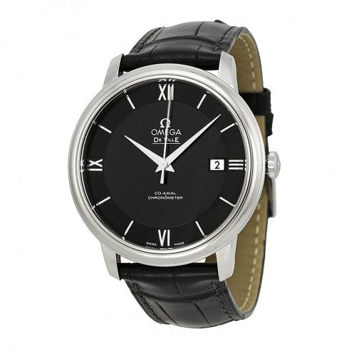Omega DeVille Prestige Automatic Black Dial Black Leather Men's Watch 424.13.40.20.01.001 watches