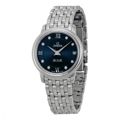 Omega DeVille Prestige Blue Diamond Dial Stainless Steel Ladies Watch 42410276053001 watches