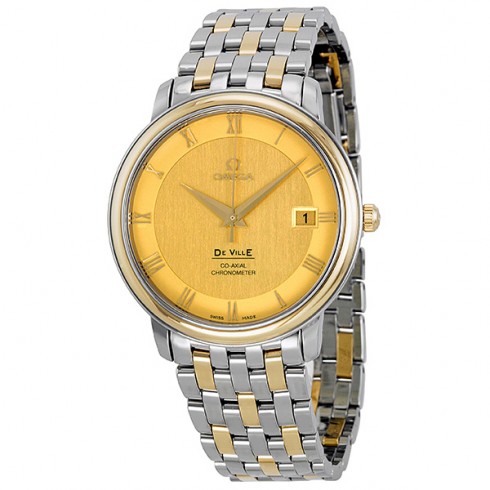 Omega DeVille Prestige Champagne Dial Steel and Yellow Gold Men's Watch 4374.11 watches