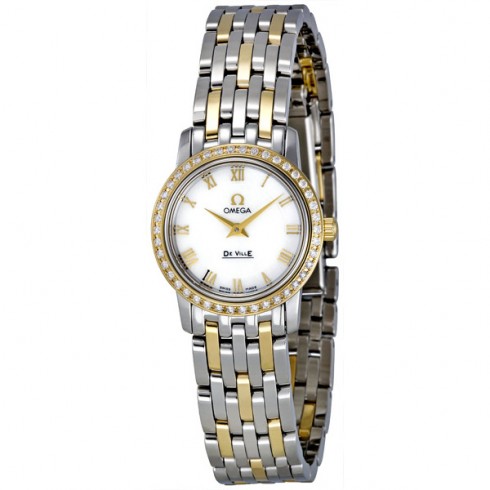 Omega DeVille Prestige Mother of Pearl Dial Steel and 18k Yellow Gold Ladies Watch 4375.71 watches