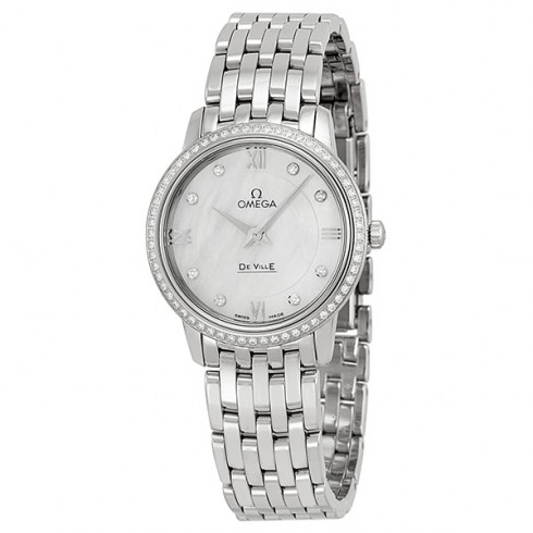 Omega DeVille Prestige Mother of Pearl Diamond Stainless Steel Ladies Watch 42415276055001 watches