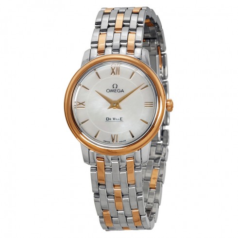 Omega DeVille Prestige Mother of Pearl Staless Steel and 18kt Gold Ladies Watch 42420276005002 watches