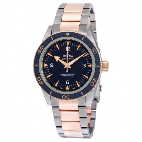 Omega Seamaster 300 Blue Dial Titanium and 18K Rose Gold Automatic Men's Watch 23360412103001 watches