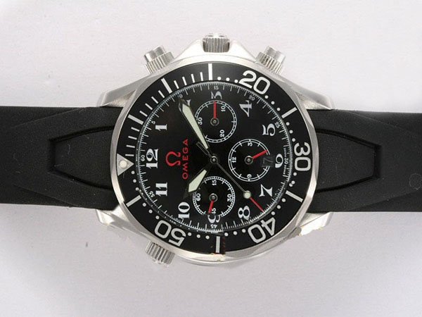 Omega Seamaster 300 M Chrono Diver 2894.52.91 Black Dial Round Black Rubber Strap Watch watches