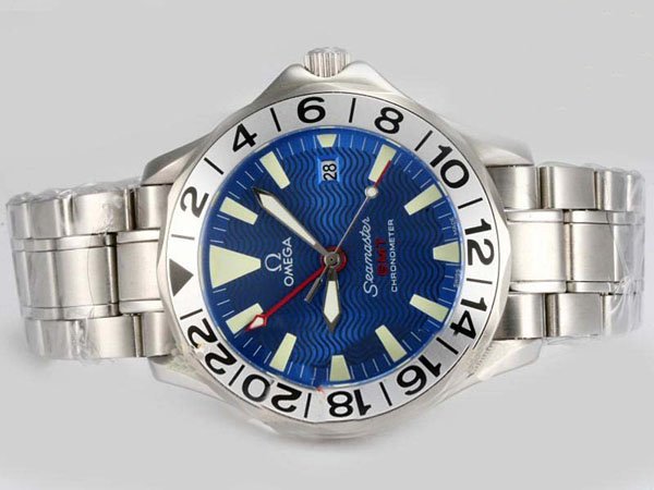 Replica Omega Seamaster 300 M GMT 2538.20.00 Stainless Steel Bezel White Stainless Steel Strap Watch Watch