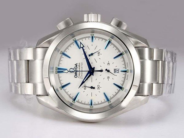 Omega Seamaster Aqua Terra Big Size Chronograph 2512.30.00 Round White Dial Watch watches