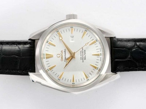 Omega Seamaster Aqua Terra Big Size Chronograph 2802.34.37 Black Ostrich Leather Strap 41mm Watch watches