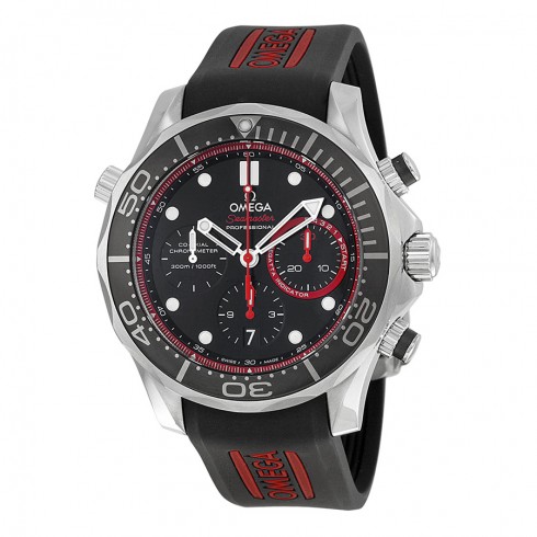 Omega Seamaster Diver Co-axial Automatic Chronograph Black Dial Black Rubber Men's Watch 21232445001001 watches
