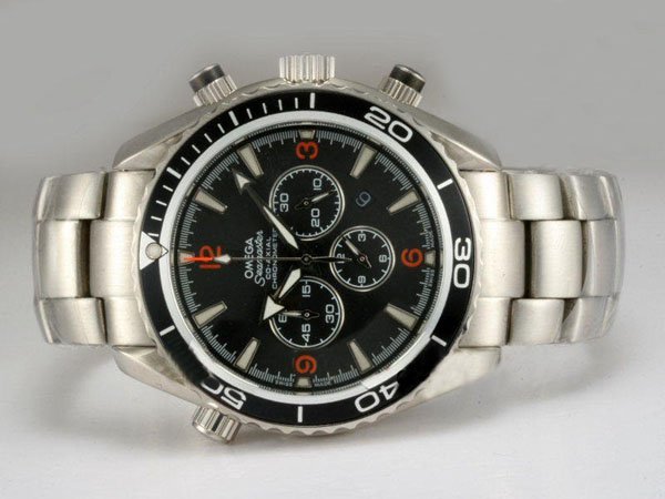Omega Seamaster Planet Ocean Chrono 2210.51.00 Stainless Steel Case 45.5mm Black Dial Watch watches