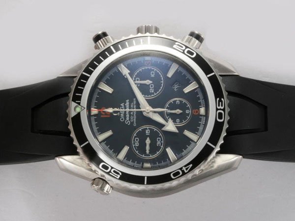 Omega Seamaster Planet Ocean Chrono 2910.50.81 Black Rubber Strap Blue Dial Round Watch watches