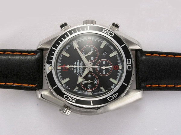 Omega Seamaster Planet Ocean Chrono 2910.51.82 Black Dial Round Quartz Chronograph Watch watches