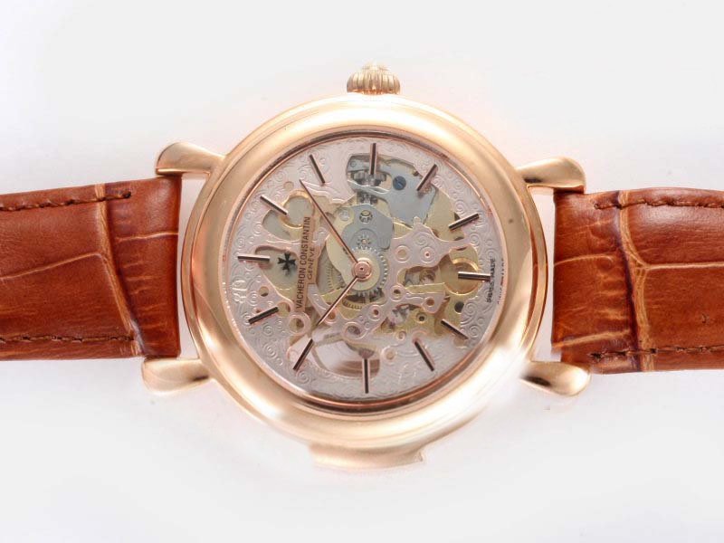 Omega Specialities Skeleton 2941.80.03 Pink Dial Brown Stainless Steel Strap Watch watches