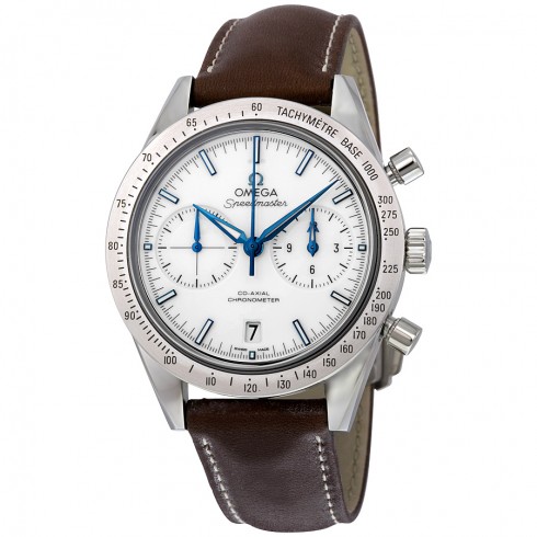 Omega Speedmaster 57 Chronograph White Dial Brown Leather Men's Watch 33192425104001 watches