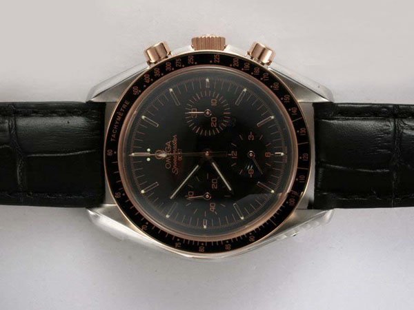 Omega Speedmaster Broad Arrow 3659.50.31 Black Dial Rose Gold Case 38mm Watch watches