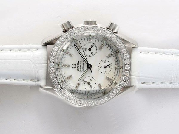 Omega Speedmaster Broad Arrow 3855.75.12 White Crocodile Leather Strap 36mm Midsize Watch watches