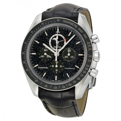 Omega Speedmaster Chronograph Black Dial Black Leather Men's Watch 31133443201001 watches