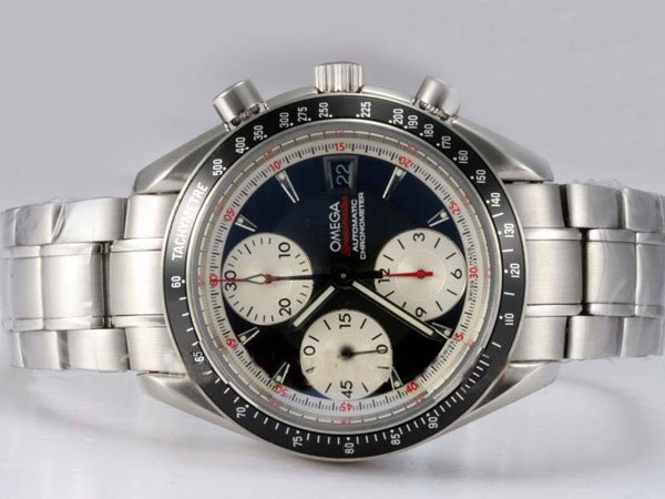 Omega Speedmaster Date 3210.51.00 Round White Stainless Steel Strap Black Dial Watch watches