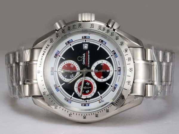 Omega Speedmaster Date 3210.52.00 White Stainless Steel Strap Black Dial Watch watches