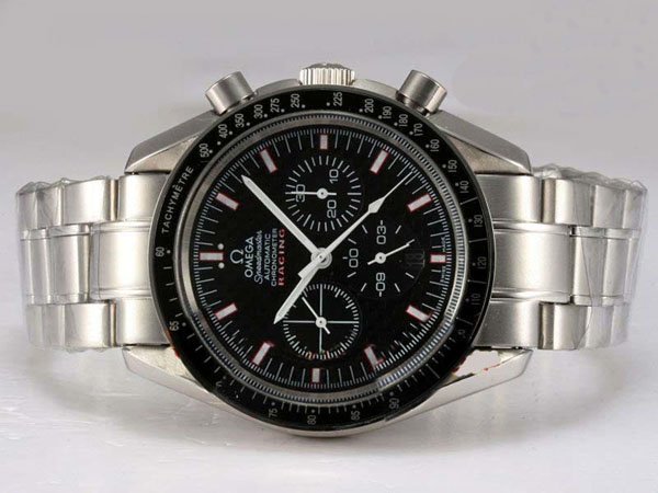 Omega Speedmaster Racing Chronometer 3552.59.00 White Stainless Steel Strap Round Black Dial Watch watches