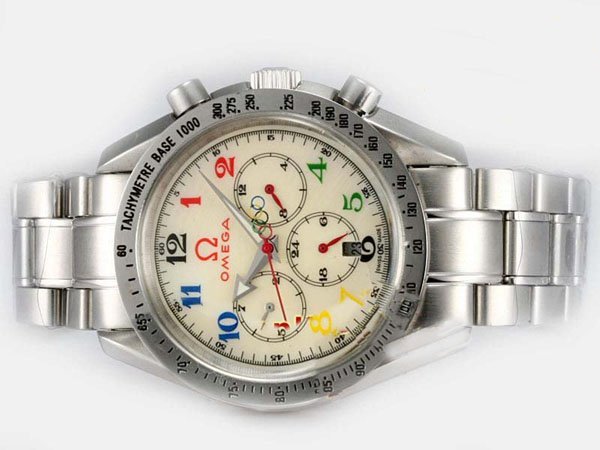 Omega Speedmaster Reduced 3534.79.00 White Stainless Steel Strap Multicolor Dial Round Watch watches