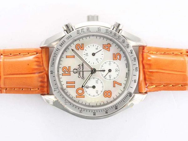 Omega Speedmaster Reduced 3835.74.34 Stainless Steel Bezel Brown Cow Leather Strap Watch watches