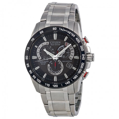 Replica Open Box - Citizen Eco Drive Black Dial Chronograph Stainless Steel Men's Watch AT4008-51E Watch
