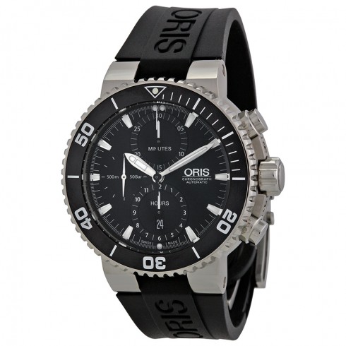 Oris Aquis Automatic Chronograph Black Dial Black Rubber Watch 774-7655-4154RS watches