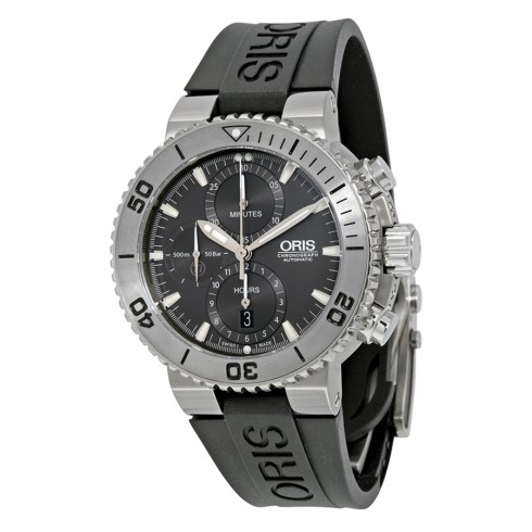 Oris Aquis Chronograph Grey Dial Rubber Men's Watch 01 674 7655 7253-07 4 26 34TEB watches
