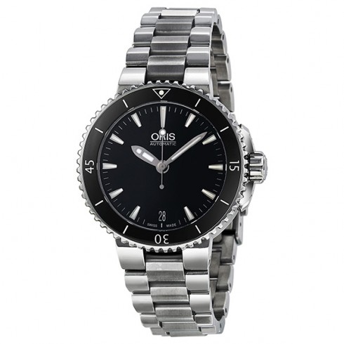Oris Aquis Date Automatic Black Dial Stainless Steel Ladies Watch 01 733 7652 4154 07 8 18 01P watches