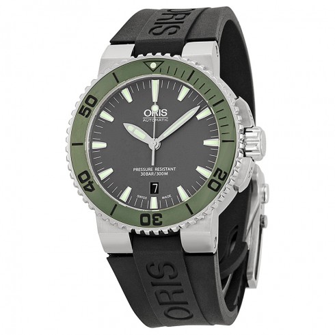Oris Aquis Date Grey Dial Black Rubber Men's Watch 733-7653-4157RS watches