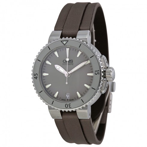 Oris Aquis Date Grey Dial Black Rubber Watch 733-7652-4143LS watches