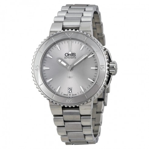 Oris Aquis Date Silver Dial Stainless Steel Ladies Watch 01 733 7652 4141-07 8 18 01P watches