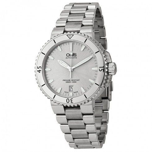 Oris Aquis Date Silver Dial Stainless Steel Men's Watch 01 733 7676 4141-07 8 21 10P watches
