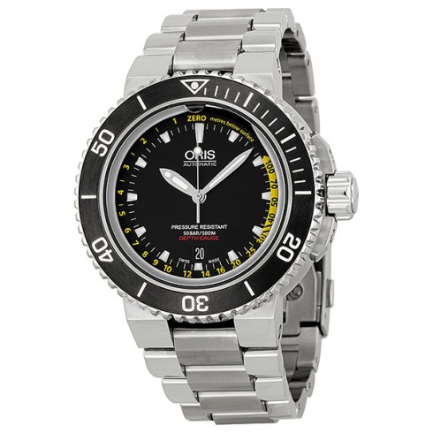 Oris Aquis Depth Gauge Automatic Black Dial Stainless Steel Men's Watch 733-7675-4154RS watches