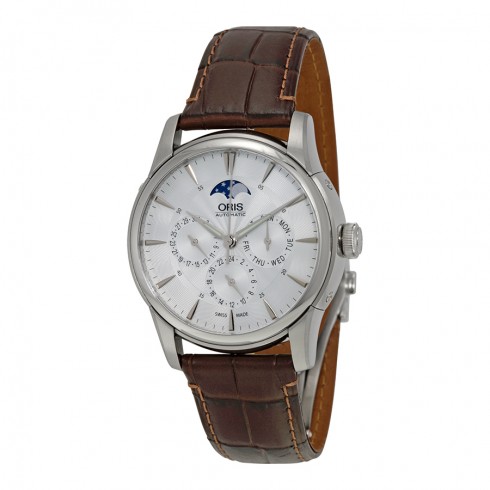 Oris Artelier Complication 2014 Silver Dial Dark Brown Leather Men's Watch 01 781 7703 4051-07 5 21 70FC watches