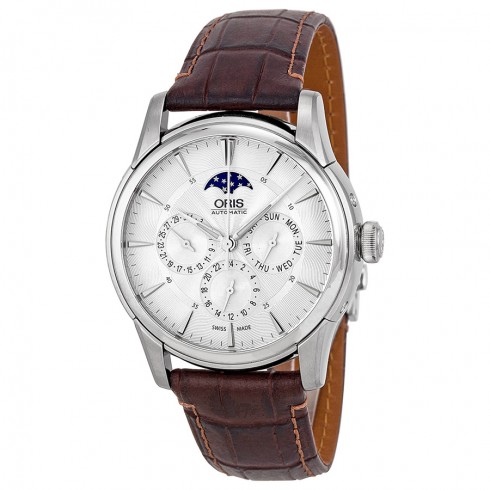 Oris Artelier Complication Silver Dial Brown Leather Men's Watch 01 582 7689 4051-07 5 21 70FC watches