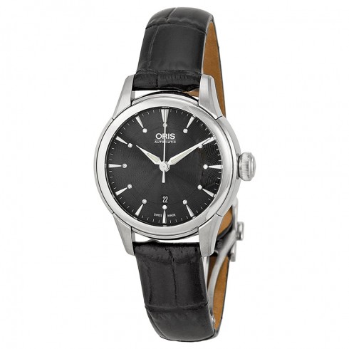 Oris Artelier Date Black Dial Black Leather Ladies Watch 01 561 7687 4094-07 5 14 60FC watches