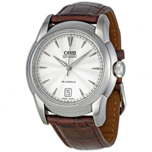 Oris Artelier Date Silver Dial Brown Leather Strap Automatic Men's Watch 633-7544-4051LS watches