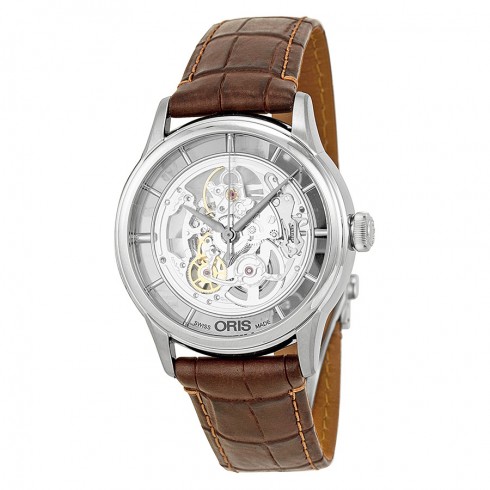 Oris Artelier Skeleton Dial Brown Leather Men's Watch 01 734 7684 4051-07 5 21 70FC watches