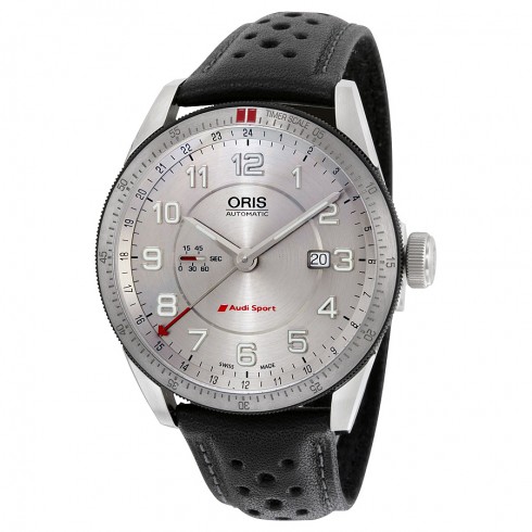 Oris Artix Audi Sport GMT Automatic Silver Dial Black Leather Men's Watch 747-7701-4461LS watches