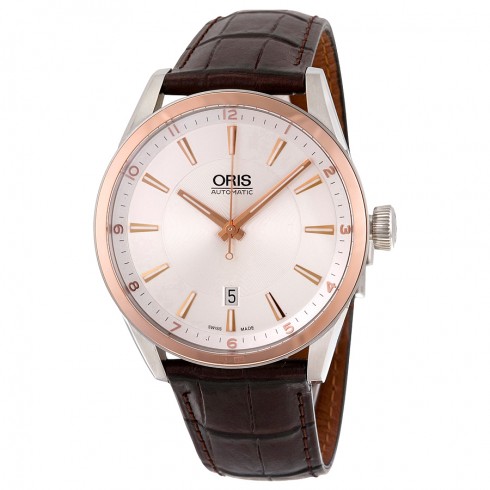 Oris Artix Date Automatic Silver Dial Brown Leather Men's Watch 733-7642-6331LS watches